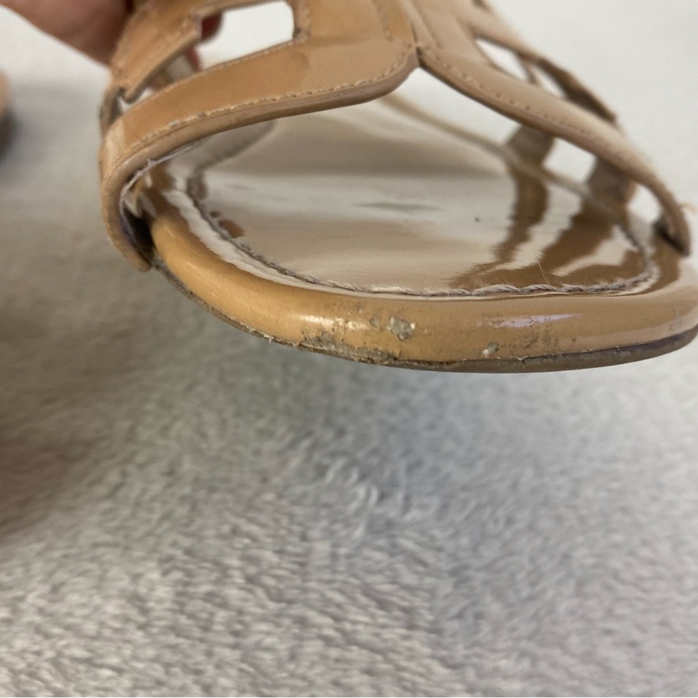 Sam Edelman Bay Womens Slide Sandals Size 8.5 M Tan Patent Leather Flats Slip On - Picture 7 of 12